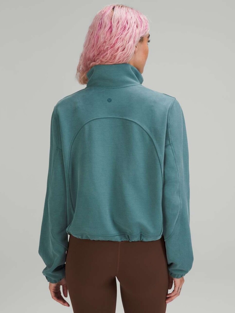 Lululemon Brushed Softstreme Ribbed Half Zip In Green Jasper 10 - Picture 5 of 14
